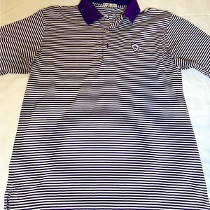 Peter Millar Striped Purple and White Polo Shirt